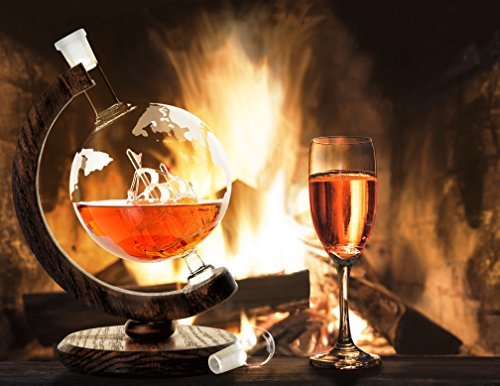 Etched-Globe-Whiskey-Decanter-850ml-Bourbon-Decanter-Liquor-Scotch-Vodka-Rum-Glass-Dispenser-0-7