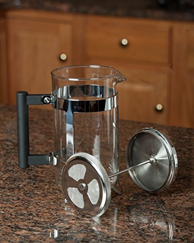FP-Coffee-Makers-French-Press-w-Glass-Carafe-and-Sturdy-Chrome-Metal-Frame-with-Stainlesss-Steel-Plunger-Perfect-Coffee-and-Tea-maker-1-liter-34-fl-oz-8-cup-capacity-0-5