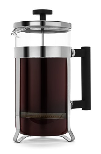 FP-Coffee-Makers-French-Press-w-Glass-Carafe-and-Sturdy-Chrome-Metal-Frame-with-Stainlesss-Steel-Plunger-Perfect-Coffee-and-Tea-maker-1-liter-34-fl-oz-8-cup-capacity-0
