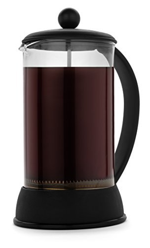 FP-Coffee-Makers-French-Press-w-Glass-Carafe-with-stainlesss-steel-plunger-Black-Perfect-Coffee-and-Tea-maker-1-liter-34-fl-oz-8-cup-capacity-0
