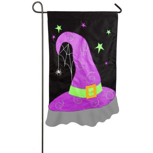 Halloween-Witch-Hat-Embellished-Applique-Garden-Flag-0