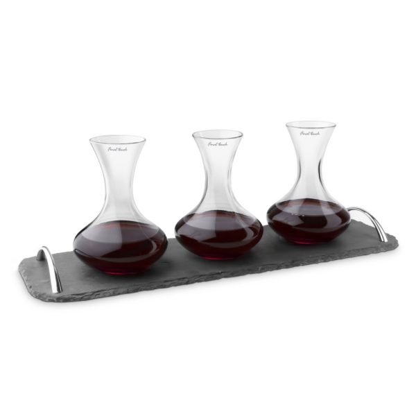 Final Touch WD304 Wine Flights Decanter with Slate Tray, Set of 3
