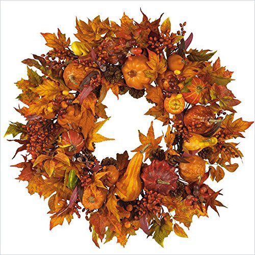 Nearly-Natural-4648-Harvest-Wreath-Fall-28-Inch-Gold-0