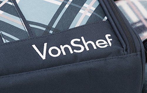 VonShef-4-Person-Blue-Tartan-Picnic-Backpack-With-Cooler-Compartment-Detachable-BottleWine-Holder-Fleece-Blanket-Tableware-and-Plates-0-3