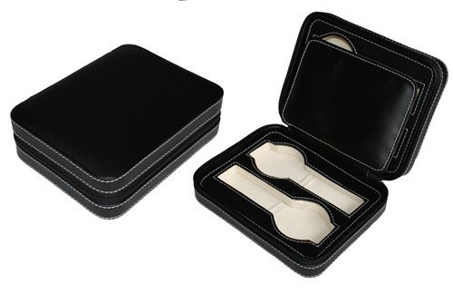 Black-Four-4-Slot-Zippered-Travel-Travelers-Watch-Storage-Organizer-Collector-Case-0-1