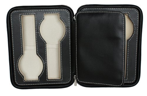 Black-Four-4-Slot-Zippered-Travel-Travelers-Watch-Storage-Organizer-Collector-Case-0-2