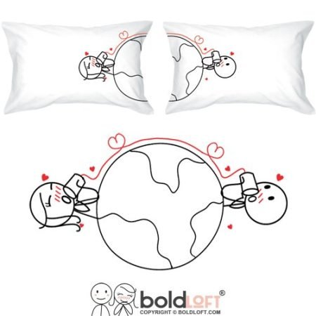 BOLDLOFT-Love-Has-No-Distance-His-and-Hers-Couple-Pillowcases-Long-Distance-Relationships-GiftsRomantic-Valentines-Day-Gifts-for-CouplesChristmas-Gifts-for-Him-or-HerRomantic-Anniversary-Gifts-0