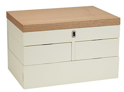 Seya-Modern-Fully-Locking-Wooden-Jewelry-Organizer-Box-Cream-White-0-0