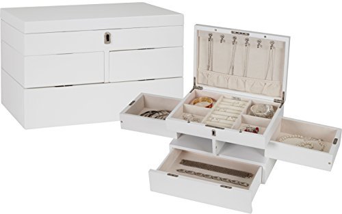 Seya-Modern-Fully-Locking-Wooden-Jewelry-Organizer-Box-White-0