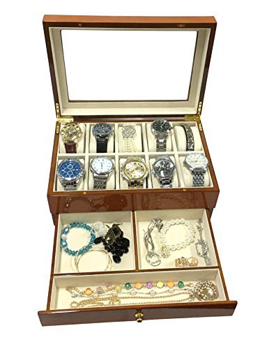 Sodynee-Top-Quality-Wooden-Watch-Box-Watch-Case-Display-Box-with-a-Drawer-in-Burlwood-Oak-Finish-0