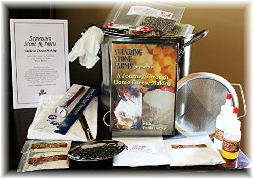 Standing-Stone-Farms-Complete-DIY-Cheese-Making-Kit-PLUS-DVD-Equipment-Ingredients-Feta-Chevre-Mozzarella-Burrata-Burricotta-Cheddar-Cheese-Curds-Ricotta-Monterey-Jack-Cream-Cheese-and-Butter-0