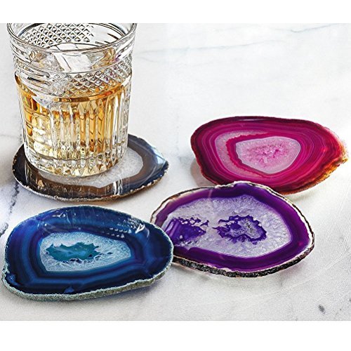 Agate-Coaster-Cup-Mat-Mixed-Color-4-Inches-5-Inches-Natural-Beautiful-Stone-Crystal-Gemstone-Agate-Beverage-Coasters-for-Drinks-Gift-Set-of-4-with-Feet-0