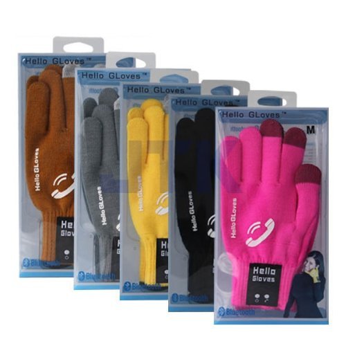 Bluetooth Talking & Touch Screen Knit “Hello” Gloves for iPhone & Smartphone Talk to the Hand Headset – Black Color (Medium)