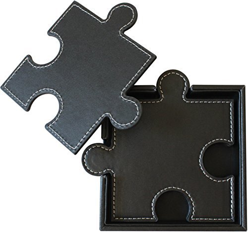 Drink-Coasters-Set-of-6-Puzzle-Leather-Coasters-Unique-Modern-Design-Great-for-Both-Hot-and-Cold-Drinks-Including-Wine-Beer-and-Other-Beverages-Coaster-Suitable-for-Bar-Use-0