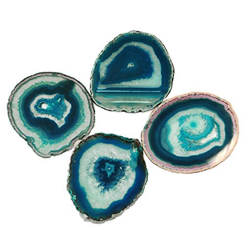 Natural-Sliced-Agate-Coaster-with-Rubber-Bumper-Set-of-4-Q1-Teal-35-4-0