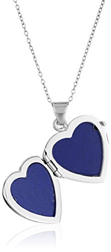 Sterling-Silver-Italian-Heart-with-Freeform-Design-Blue-Locket-Necklace-18-0-0