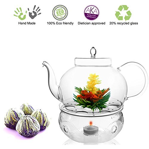 Tea-Beyond-Teapot-Set-Teapot-Polo-45-Oz1330-Ml-Tea-Warmer-Wave-and-Fab-Flowering-Tea-4-Cts-Blooming-Tea-Set-Flowering-Tea-Gift-0