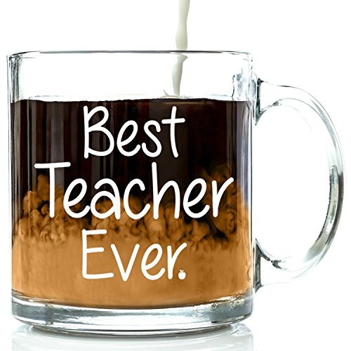 Best-Teacher-Ever-Glass-Coffee-Mug-13-oz-Birthday-Appreciation-Retirement-Gifts-For-Classroom-Thank-You-Gift-Basket-For-Math-English-Drama-Band-Preschool-Middle-or-High-School-Instructor-0