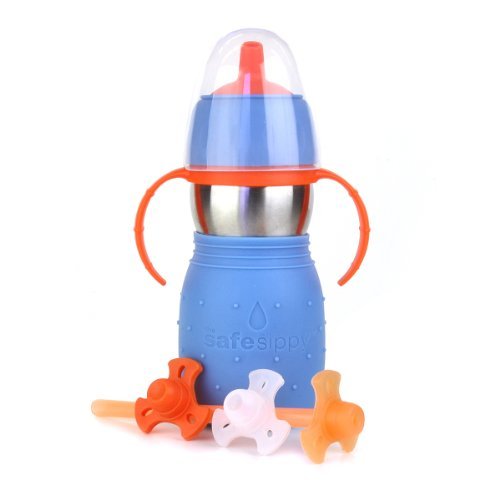 Kid-Basix-Safe-Sippy-Cup-2-The-Stainless-Steel-2-in-1-Sippy-Cup-and-Straw-Bottle-Blue-11oz-0